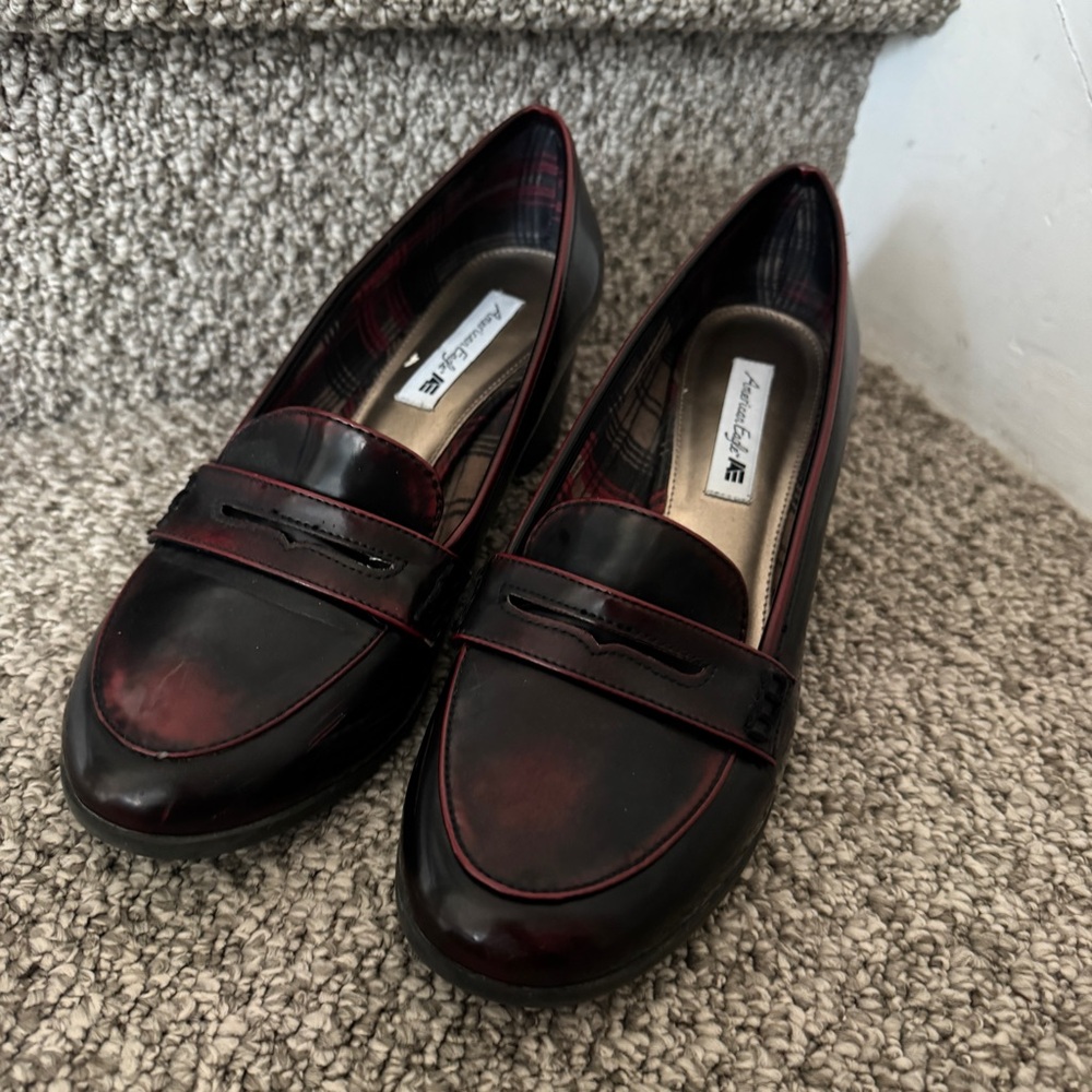 Burgundy Heeled Loafers | American Eagle | US 9.5